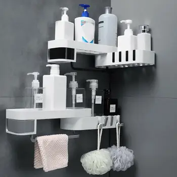 

Wall Mounted Corner Storage Shelf Bathroom Kitchen Rotatable Rack Organizer