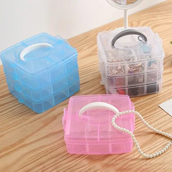 

Cosmetics Storage Container Sundries Case 18 Grids Pro Storage Box Plastic Portable Transparent Cosmetics Storage Case