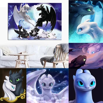 

5D DIY Cartoon Dragon Diamond Painting How toTrain your Dragon Full Drill Diamond Embroidery Mosaic cross stitch Home Decor Gift