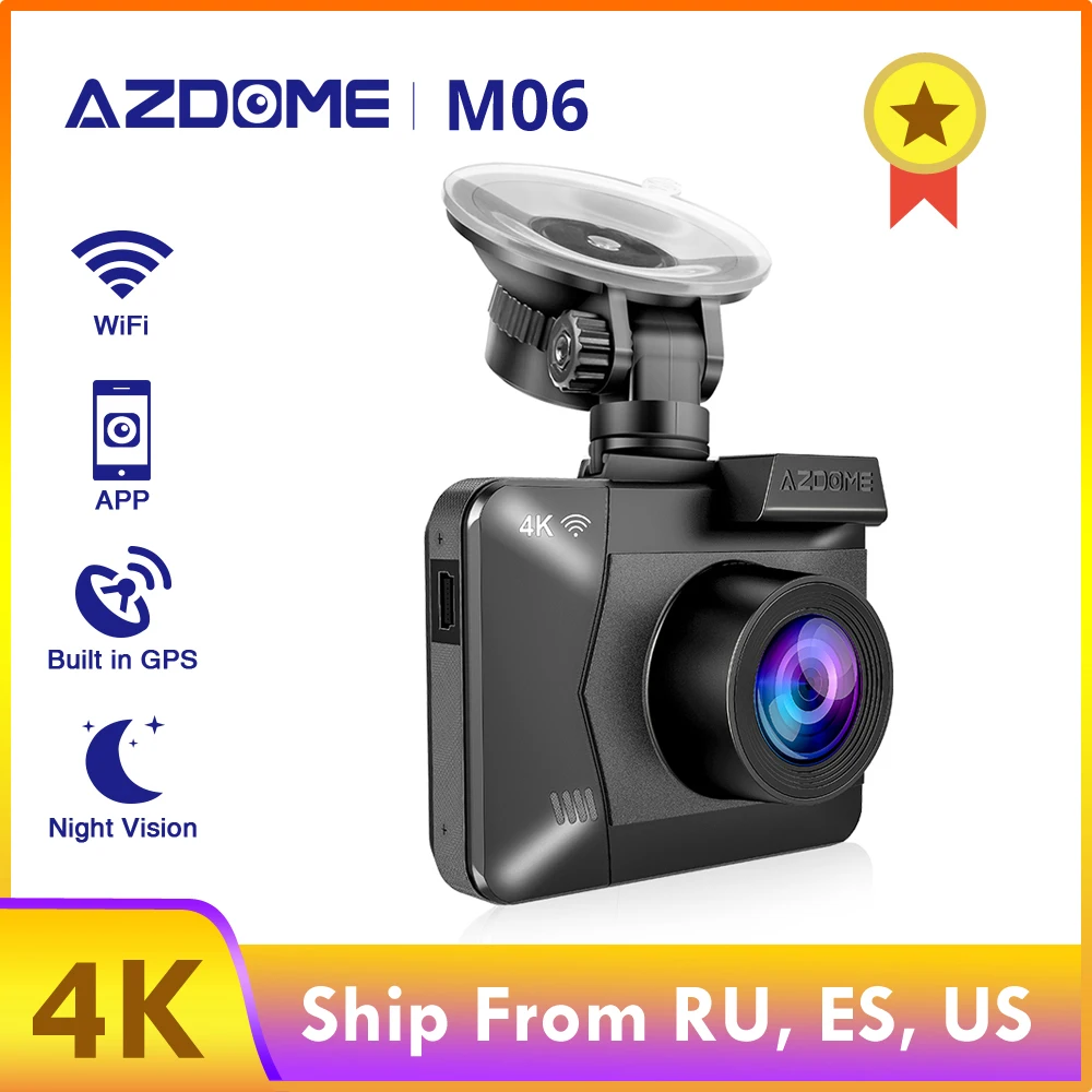 AZDOME M06 Dash Cam встроенный WiFi gps Автомобильная приборная панель камера рекордер с UHD 2160P, 2,4 AZDOME M06 Dash Cam встроенный WiFi gps Автомобильная приборная панель камера рекордер с UHD 2160P, 2,4
