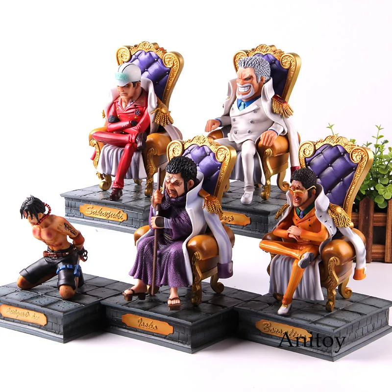 Аниме один кусок сидя вер. Sengoku Kuzan Issho Garp Borsalino Sakazuki Ryokugyu Ace GK статуя фигурка ПВХ Коллекционная модель игрушки