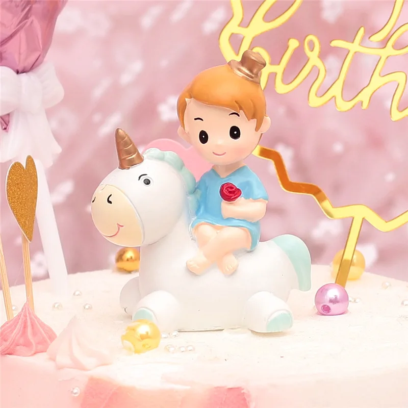 Мультфильм единоронный принц смолы фигурки #2782 украшения торта игрушки коллекционная игрушка детский подарок на день рождения