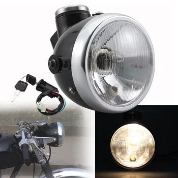 

6" Retro Black Headlight /Speedometer MPH Front Lamp Fits for Chopper Bobber Cruiser Sportster Motorcycle Universal