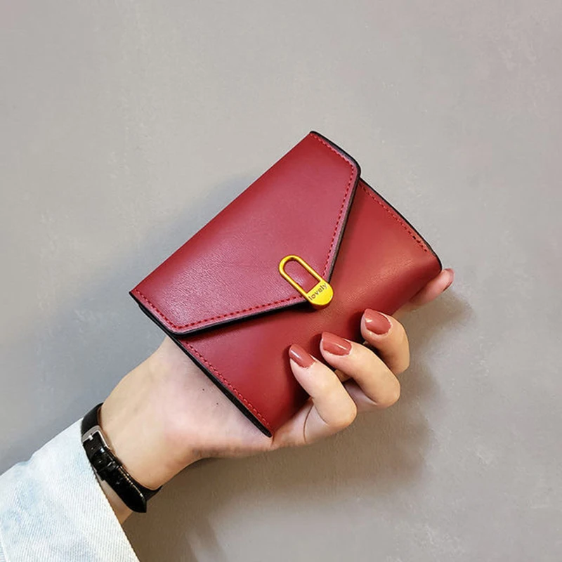 Portefeuille court en cuir PU pour femmes, petit porte-monnaie carré Simple, porte-cartes de crédit