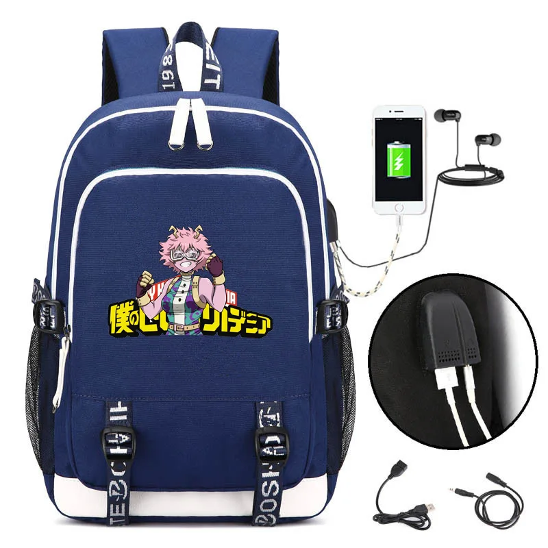 Школьные сумки My Hero Academy Kirishima Eijiro, аниме, сумка для книг, Женская дорожная сумка, usb зарядка, рюкзак для ноутбука, Мультяшные мужские сумки