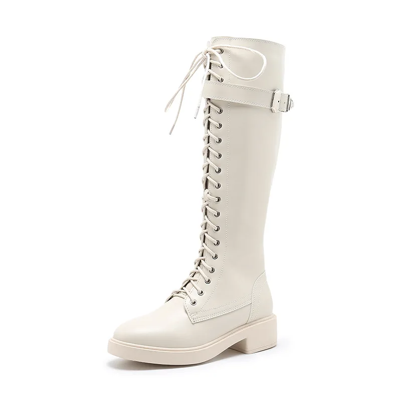 Женские сапоги до колена на платформе; Zapatos de mujer; модные однотонные рыцарские сапоги; повседневные женские мотоботы; большие размеры; E1