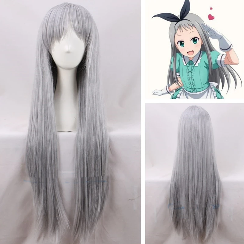 Японского аниме Blend S канзаки Hideri Aus прямые длинные серебристо-серый Косплэй парик Хэллоуин роль играют + парик крышка