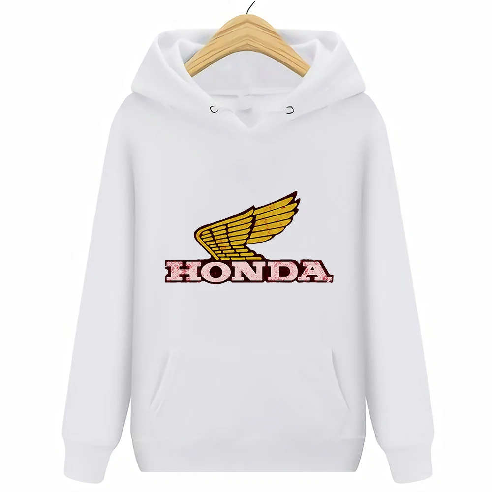 Honda Premium Canvas t-shirt Distressed Gold Wing Logo Red Tee женская футболка - Цвет: Hoodie White