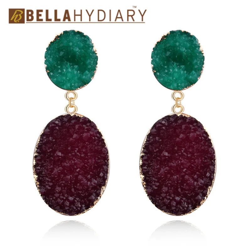 6 Bijoux необычные серьги из смолы Druzy, большие геометрические Висячие серьги для женщин, ювелирное изделие, массивные серьги Mujer Moda Ohrringe - Окраска металла: 6
