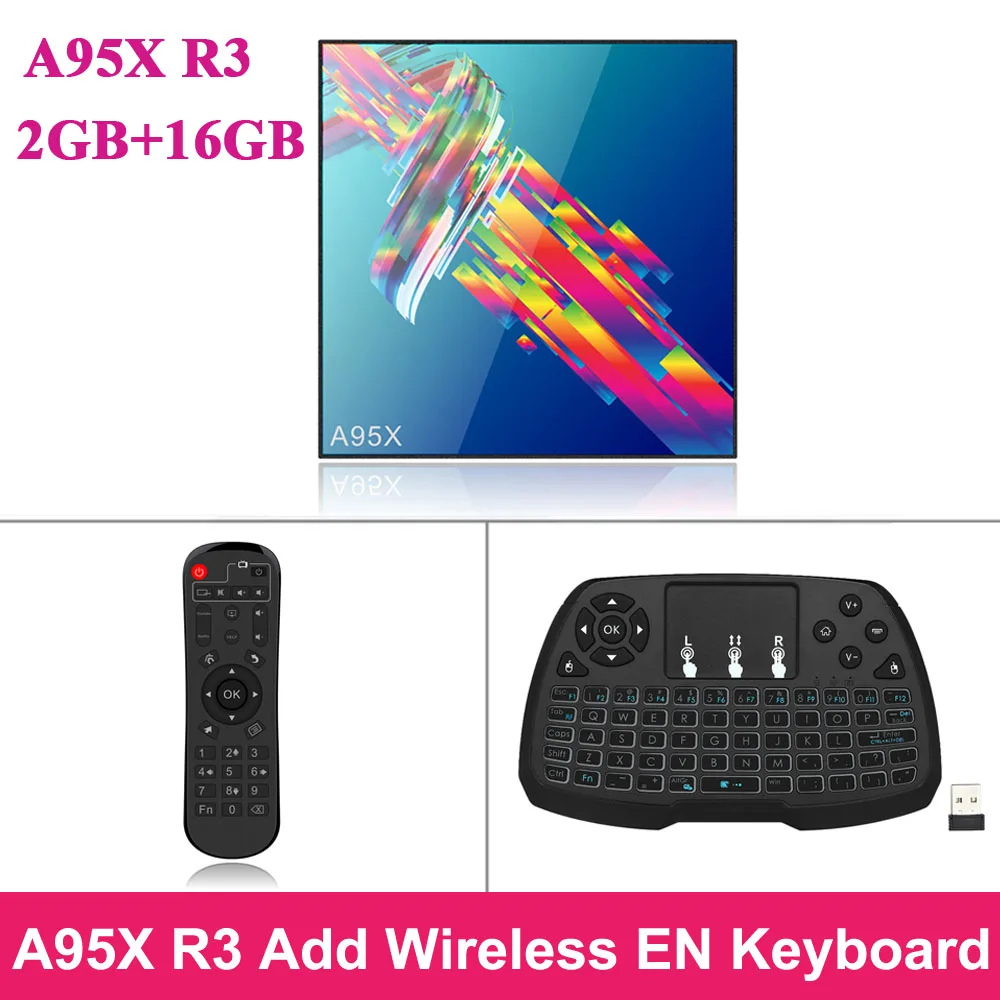 16GB Add EN Keyboard A95X R3 Smart Android 9,0 ТВ приставка 4 ГБ 32 ГБ/64 Гб ТВ приставка RK3318 четырехъядерный UHD 4K VP9 H.265 2,4G/5G WiFi BT4.2 HD медиаплеер - Цвет: 16GB Add EN Keyboard