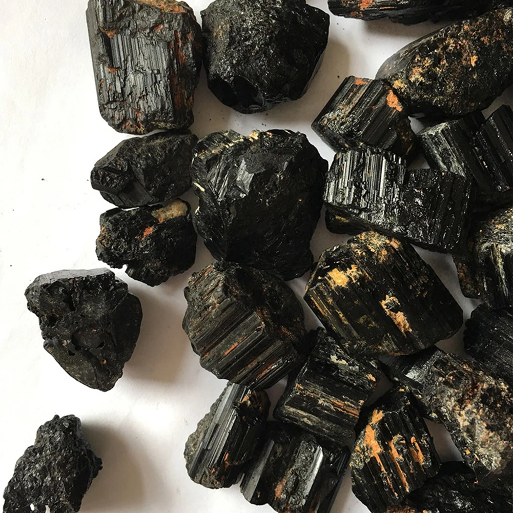 100g Stone DIY Raw Home Rough Retro Decoration Rock Gift Craft Collectibles Crystal Mineral Black Tourmaline Specimen Healing