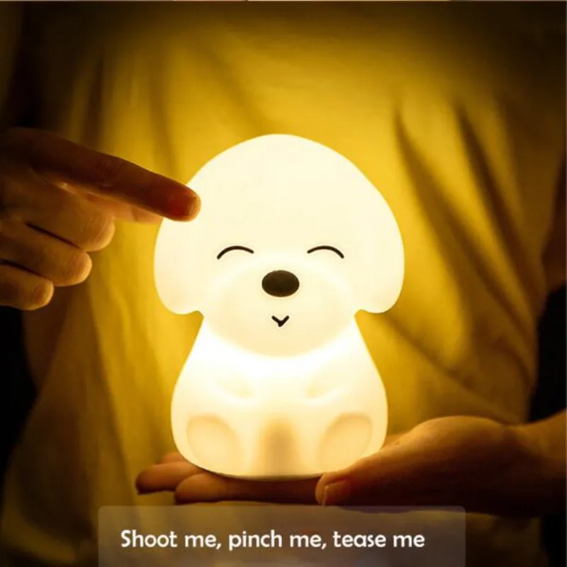 

Silicone LED Night Light Creative Puppy Seven Color Touch Light USB Charging Touch Control Silicone Night Lamp Rechargeable