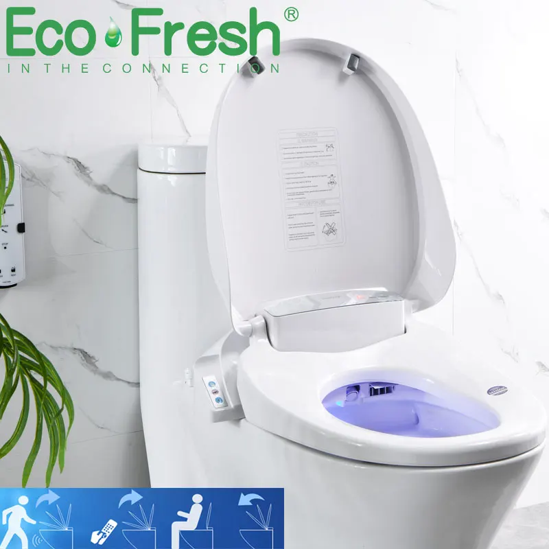 EcoFresh one piece toilet WC Smart toilet seat auto seat cover flip opening  Electronic Bidet intelligent heated toilet cover|Toilet Seats| - AliExpress