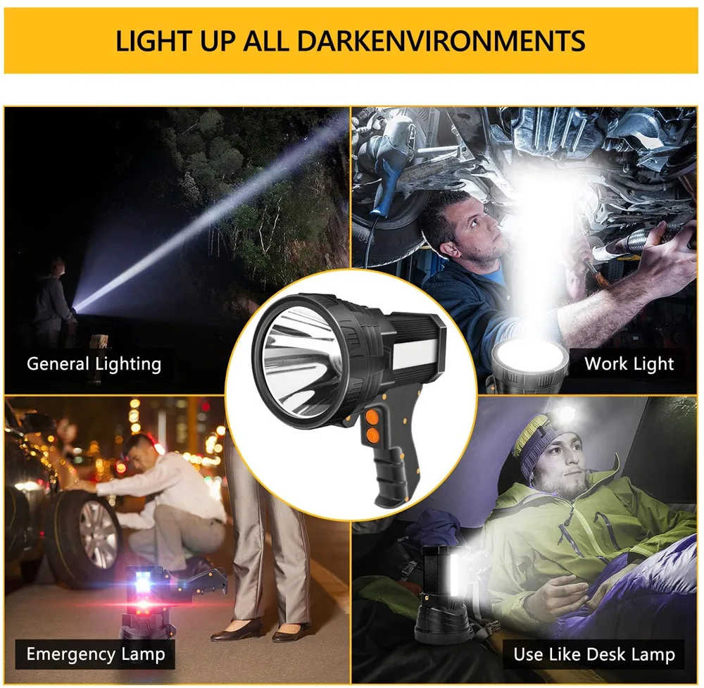 Powerful LED Flashlight Portable XHP50.2 Torch Rechargeable Searchlight Mountable Bracket Spotlight Waterproof Fishing Light Powerful LED Flashlight Portable XHP50.2 Torch Rechargeable Searchlight Mountable Bracket Spotlight Waterproof Fishing Light