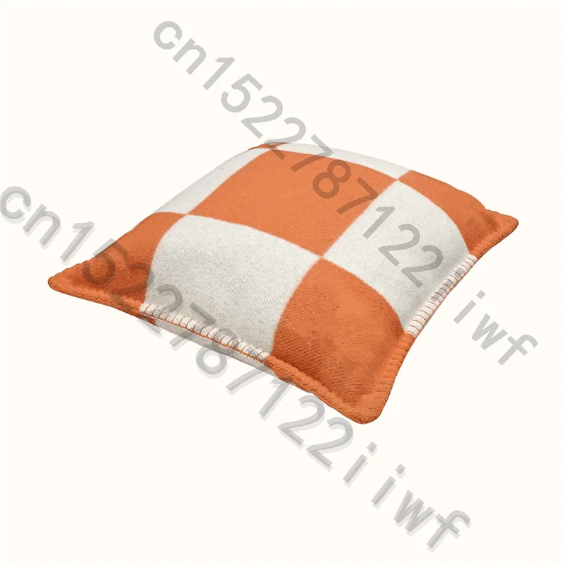 Orange Плед H чехол для подушки из смеси кашемира мягкая шерсть аксессуары для домашнего декора диван кровать тело вязаный розовый с H одеяло чехол для подушки - Цвет: Orange