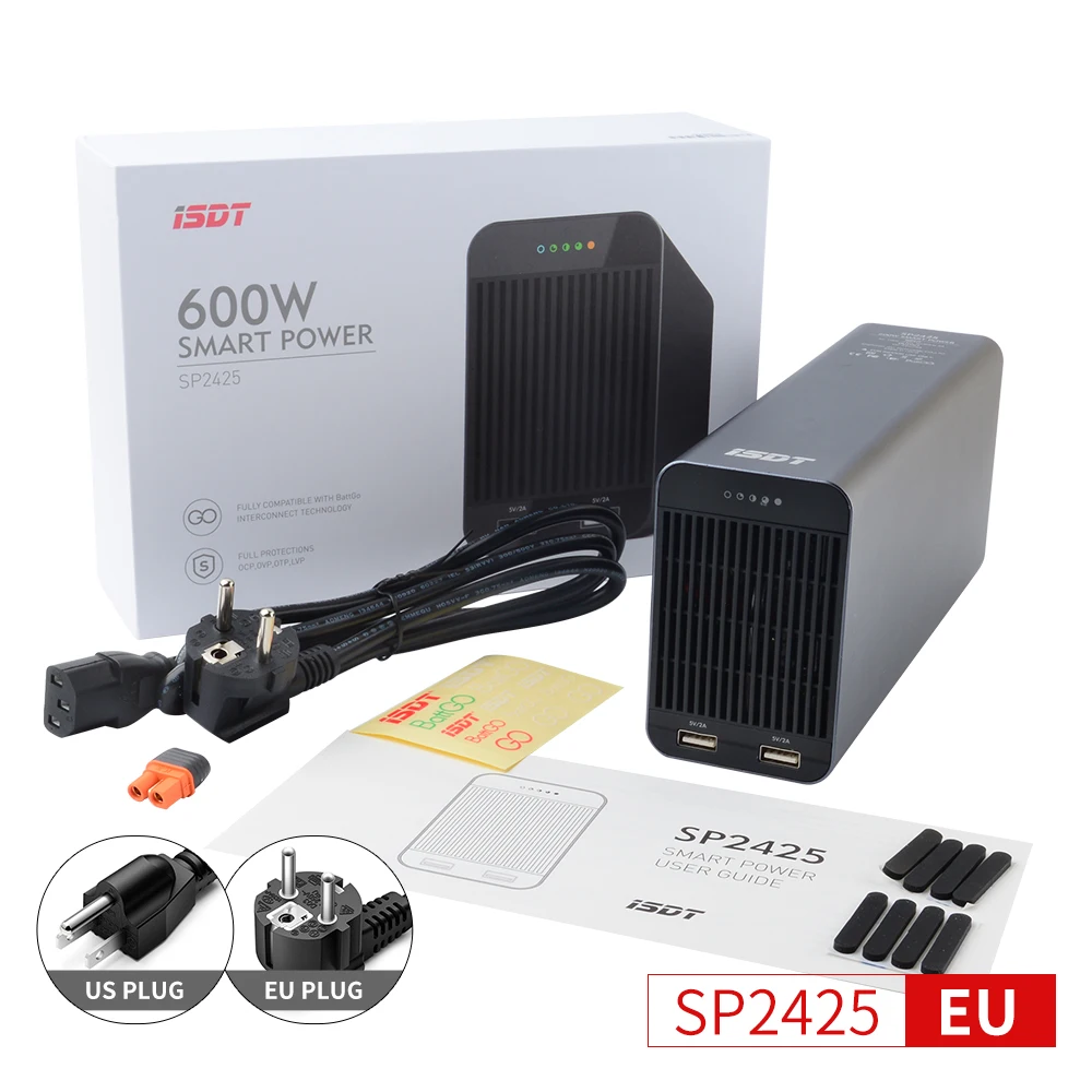 ISDT SP2417 400 Вт/SP2425 600 Вт RC зарядное устройство адаптер переключатель высокой мощности умный контроль со светодиодный usb зарядка - Цвет: EU Plug