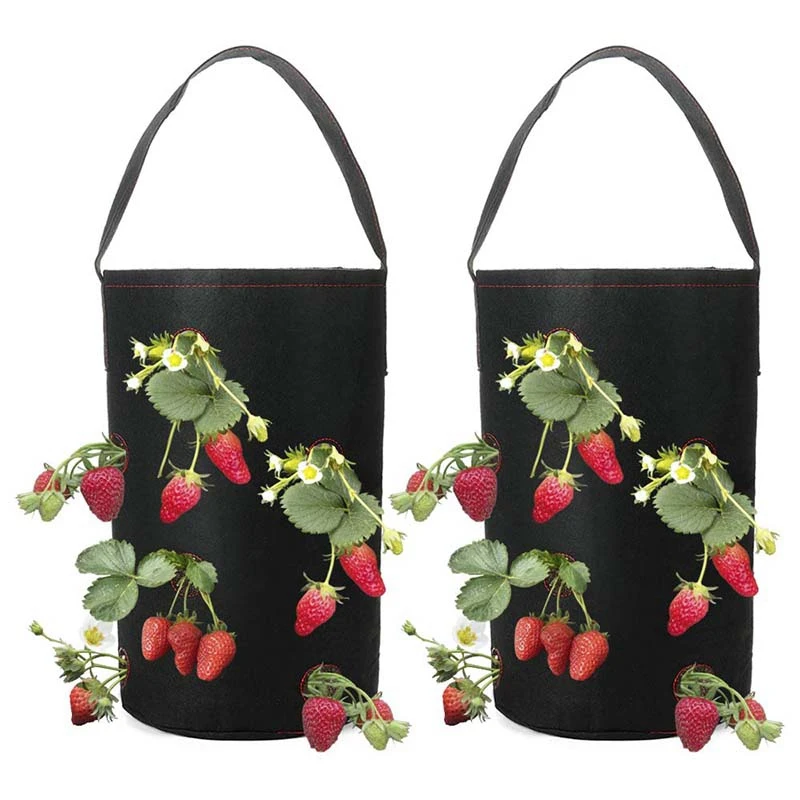 

Hanging Strawberry Planter for Strawberry Bare Root Plants(Roots not Included)Felt Material Planter Garden Growing Bag Fabric Pl