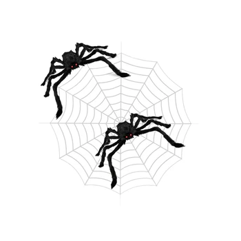 

3PCS Halloween Spider Web Halloween Spider Decorations 142 inch Mega Spider Web 30 inch Giant Spider Huge Spider Web Indoor Outd