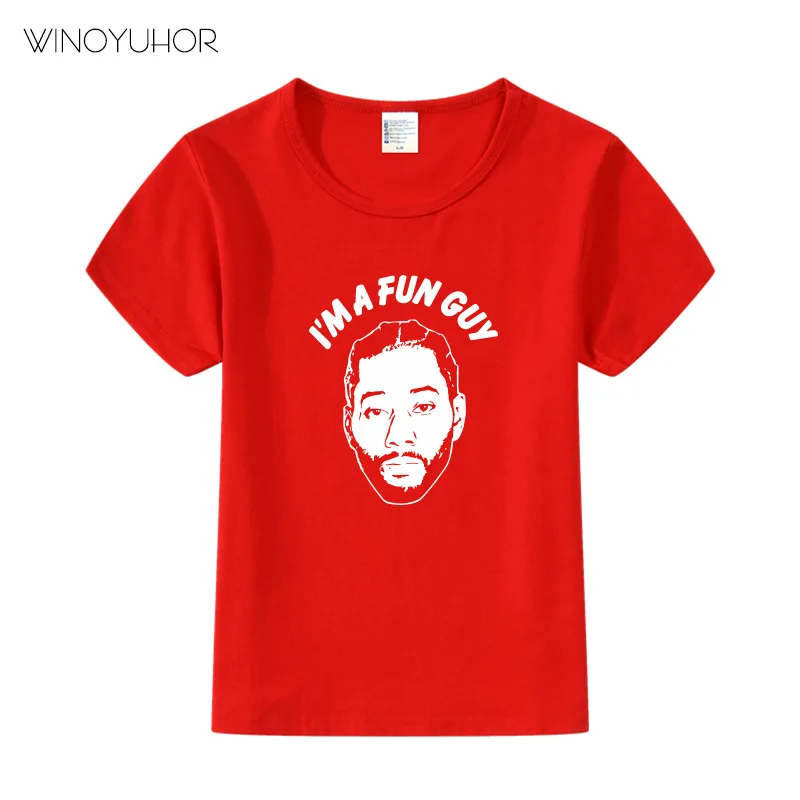 Детская футболка одежда с надписью «Kawhi Leonard 2 I'm A Fun Guy» футболка для мальчиков и девочек Детские футболки с круглым вырезом и баскетбольным мячом - Цвет: Red
