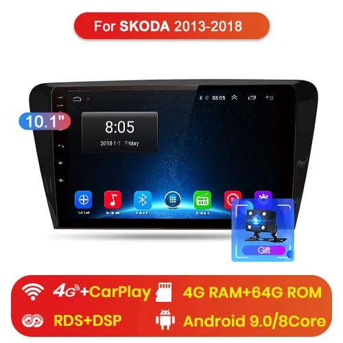 Junsun Штатное Головное устройство For Шкода Октавия 2013- GPS Android 8.1 aвтомагнитола магнитола 2 din автомагнитолы 2DIN Андроид для SKODA Octavia A7 штатная магнитола 2GB+32GB автомобильная мультимедиа - Цвет: 4G (4GB 64GB)