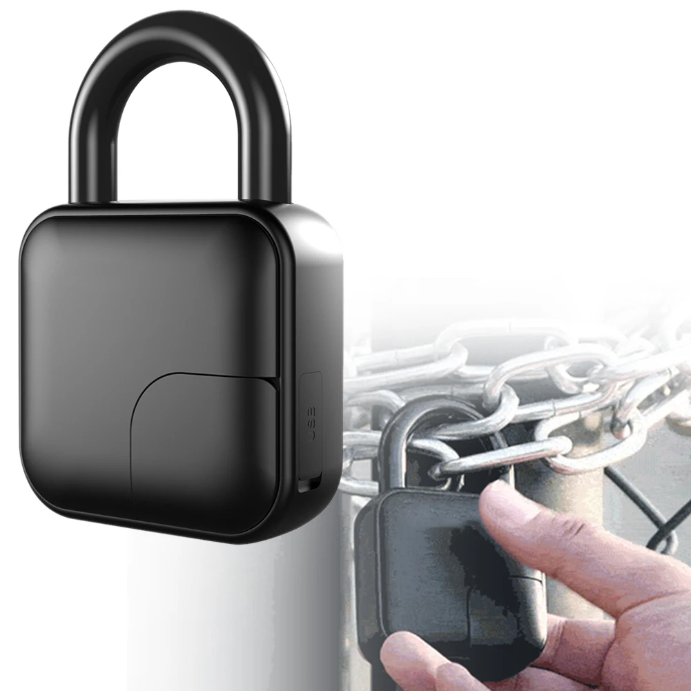 USB Перезаряжаемый водонепроницаемый замок с защитой от кражи отпечатков пальцев на колесах, прицеп, многофункциональный, умный, без ключа, прочный, безопасный, для велоспорта