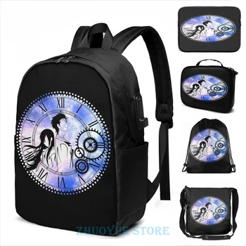 

Funny Graphic print Steins;Gate Love mix colors USB Charge Backpack men School bags Women bag Travel laptop bag