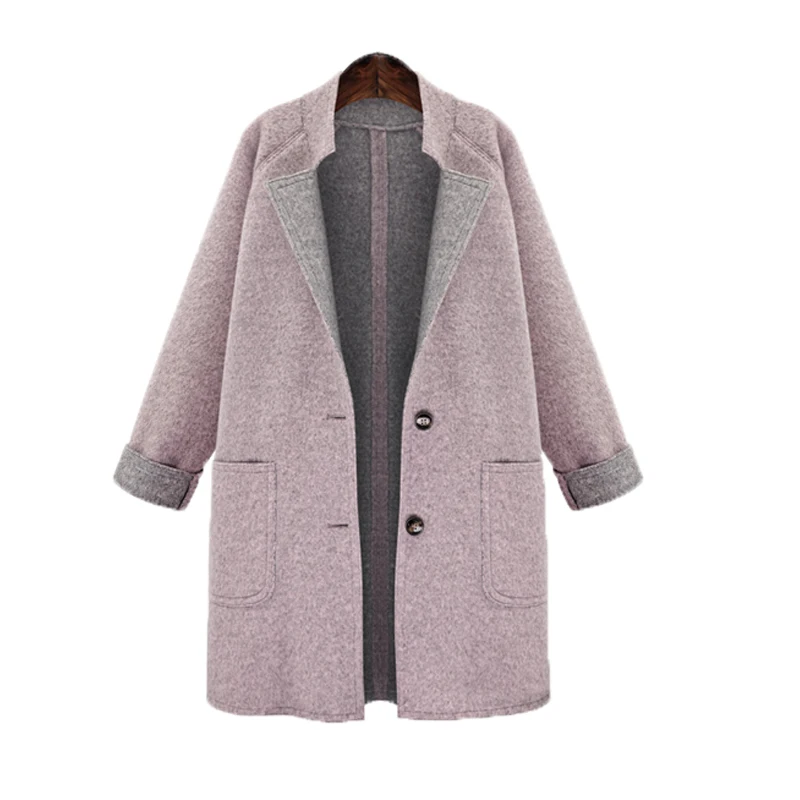 

2019 winter new large size women's jacket XL loose thin woolen coat