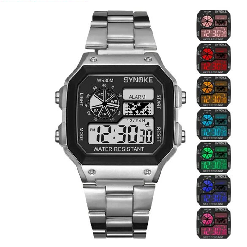 PANARS Для мужчин спортивные часы, мульти-функциональные Бизнес Водонепроницаемый светящиеся мужские наручные часы Фитнес цифровые часы-будильник Смарт-часы с таймером