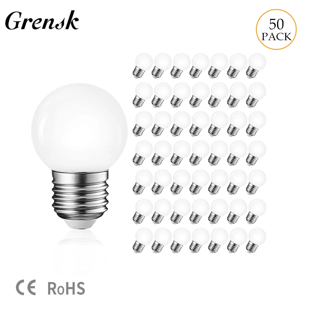 Grensk Led Bulb Plastic Milky Globe Pc G45 Smd White E27 220V String Light Ampoule 1W 2W 3W Garden Party Lampade A Sfera Economiche