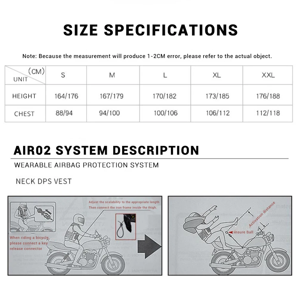 New Motorcycle Jacket Motorcycle Air Bag Vest Moto