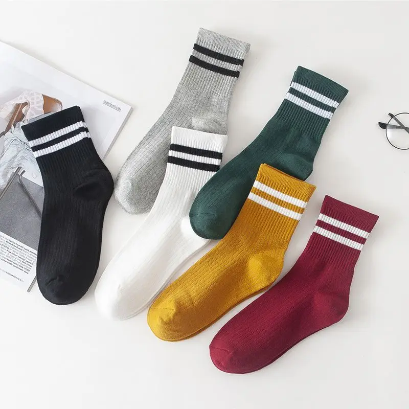 

Women Socks Funny Cute Socks Casual Striped Print Breathable Moisture Wicking Deodorant Elastic Athletic Japanese Harajuku Socks