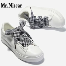 Mr. Niscar/1 пара, высококачественные цветные клетчатые шнурки в британском стиле, женская обувь, полосатые плоские ленточные обувные шнурки для шнуровки
