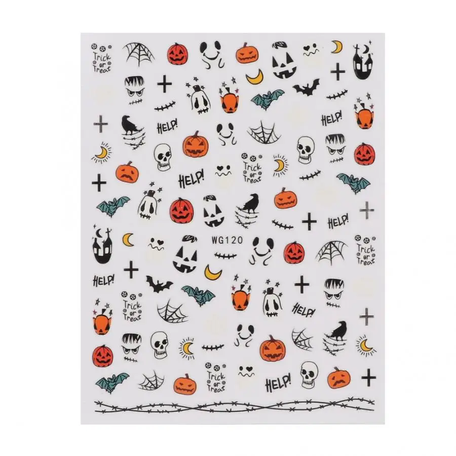 6pcs Exquisite Nail Art Sticker Halloween Theme Pattern Sticker Manicure Tool Nail Sticker Nails Accessory