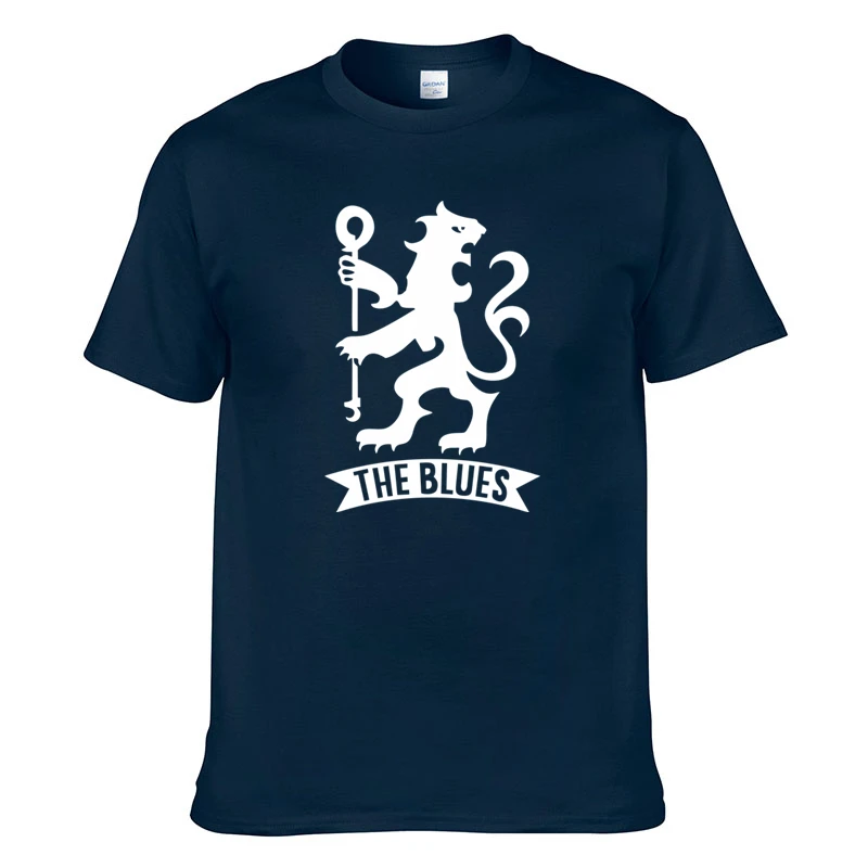 Navy Blue Челси F. C Блюз футболка футбольные болельщики футболки новые мужские повседневные летние хлопковые футболки хип хоп Уличная Harajuku рубашки - Color: Navy Blue
