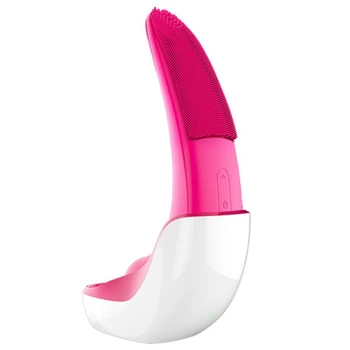 

Pink Mini Warm Electric Facial Cleansing Brush Silicone Sonic Vibration Cleanser Deep Pore Cleaning Skin Massage Face Brush Clea