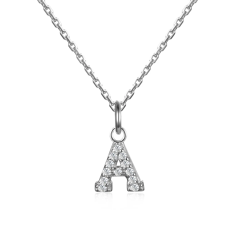 Эксклюзивная буква A-Z цепочка серебро 925 проба для женшин серебряные цепи цепочка украшение на шею Блестящий циркон ожерелья ювелирные изделия necklace silver 925 - Цвет камня: A Necklaces