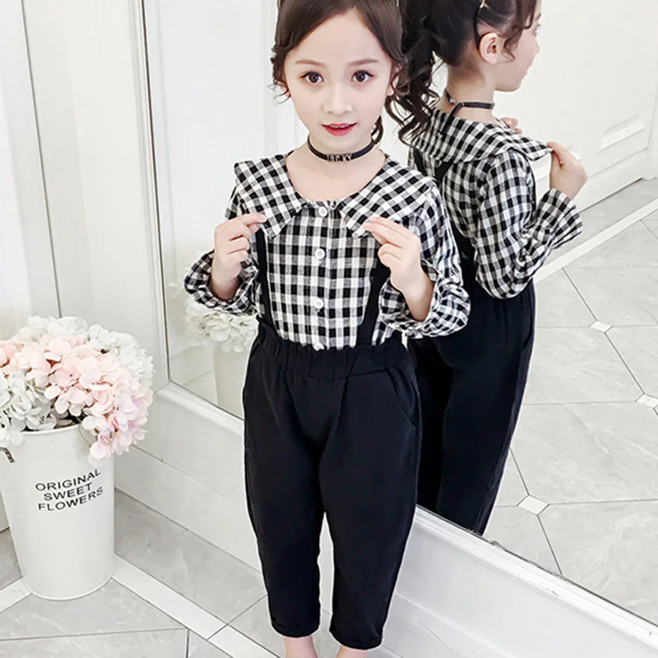 Детская одежда в клетку рубашки для мальчиков комбинезон девочек с отложным