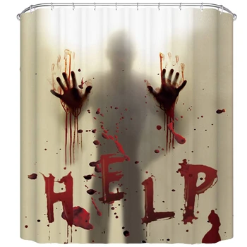 

Halloween Shower Curtain Liner Window Curtains Horror Bloody Hands Bathroom Shower Curtains for Halloween Decoration