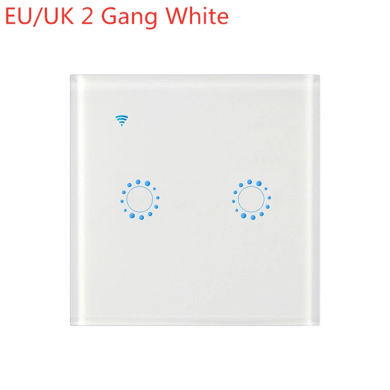 EU UK 2 Gang White 1/2 банды Wi-Fi сенсорный выключатель света Умный Свет Панель управления настенный прерыватель США/ЕС/Великобритания стандартная работа с Alexa Google Home - Комплект: EU UK 2 Gang White