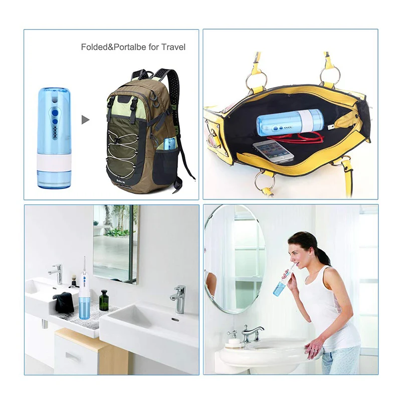 Recarga sem Fio Irrigador Oral Água Dentes Mais Limpo Viagem Dobrável 5 Dicas Jato 4 Modos Adulto Flosser Usb 10 jato 4 modos adulto flosser água