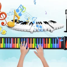 49 силиконовая электронная клавиатура с ручным прокручиванием портативная электронная клавиатура для начинающих детей, пианино с ручным рулоном