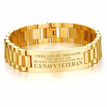 

Vnox 15mm Heavy Bracelets For Soldier Tough Man Drop Shipping - U.S NAVY VETERAN I WILL LIVE BY THIS OATH UNTIL THE DAY I DIE
