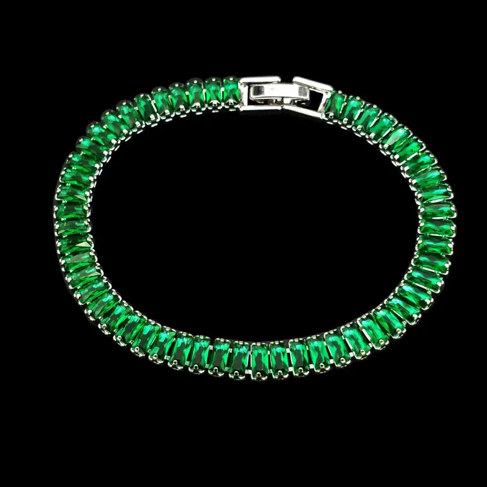 GZJY женский браслет с кристаллами белого, зеленого и черного цветов, 925 серебряный браслет, ювелирное изделие для женщин, Свадебные вечерние ювелирные изделия, подарок