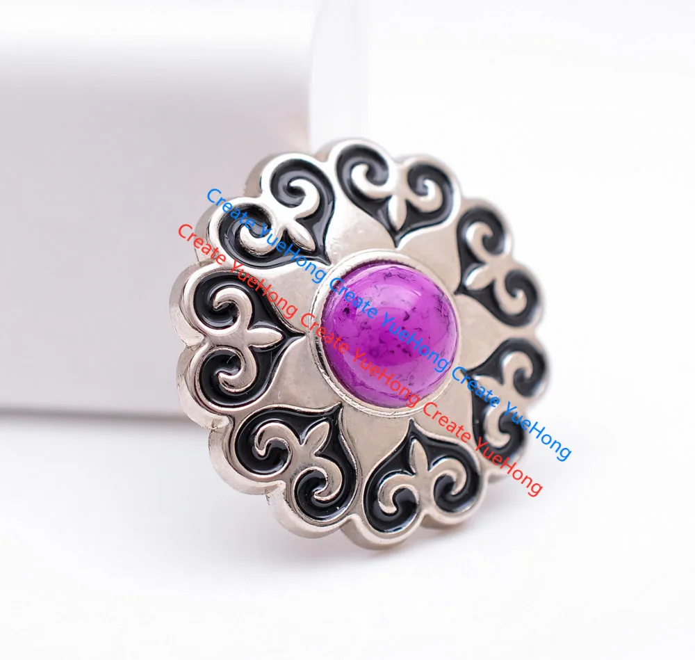10X 30MM Vintage Silver Western Biker Celtic Flower Carved Stone Beads Leathercraft Belt Saddle Concho Decoration | Украшения и