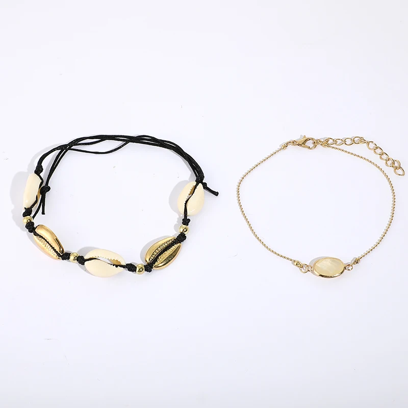 Docona Boho Белый Золотой корпус Кристалл ножной браслет для женщин Девушка шармы в виде раковины Многослойные ножные браслеты ювелирные изделия для ног подарки 8273