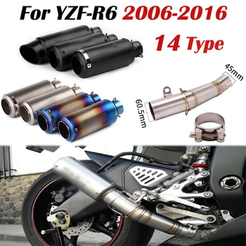 

Motorcycle Full Set Exhaust Muffler Middle Mid Pipe Connect Tail Link Pipe Exhaust System Slip on For YZF R6 YZF-R6 2006-2016
