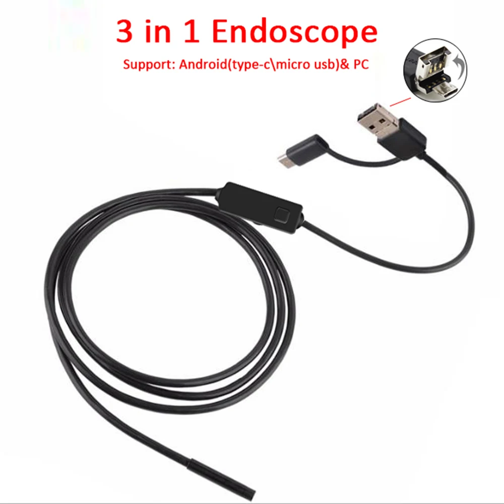  WIFI Endoscope Camera HD 1200P Mini Waterproof Soft&Hard Wire Wireless 8mm 6 LED Borescope Camera F
