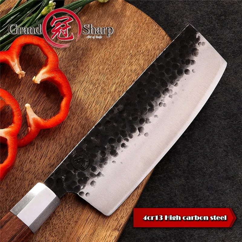 Овощной нож 6,7 дюймов японские ножи накири из высокоуглеродистой стали шеф-повара Кливер Режущий инструмент для нарезки дома кухонные инструменты GRANDSHARP