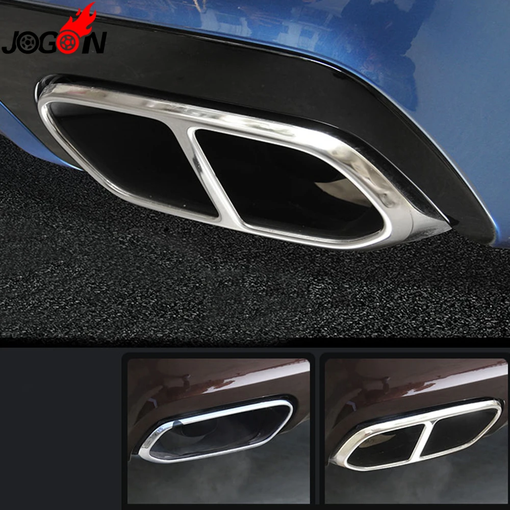 

2PCS Stainless Steel Rear Dual Exhaust Muffler End Tip Pipe Stickers Cover Trim For Volvo XC60 2018 2019 2020 Car Exterior