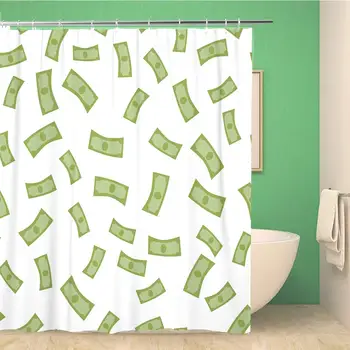 

Bathroom Shower Curtain Rain from Money Falling Banknotes in Flat Getting Maximum Polyester Fabric 60x72 inches Waterproof Bath